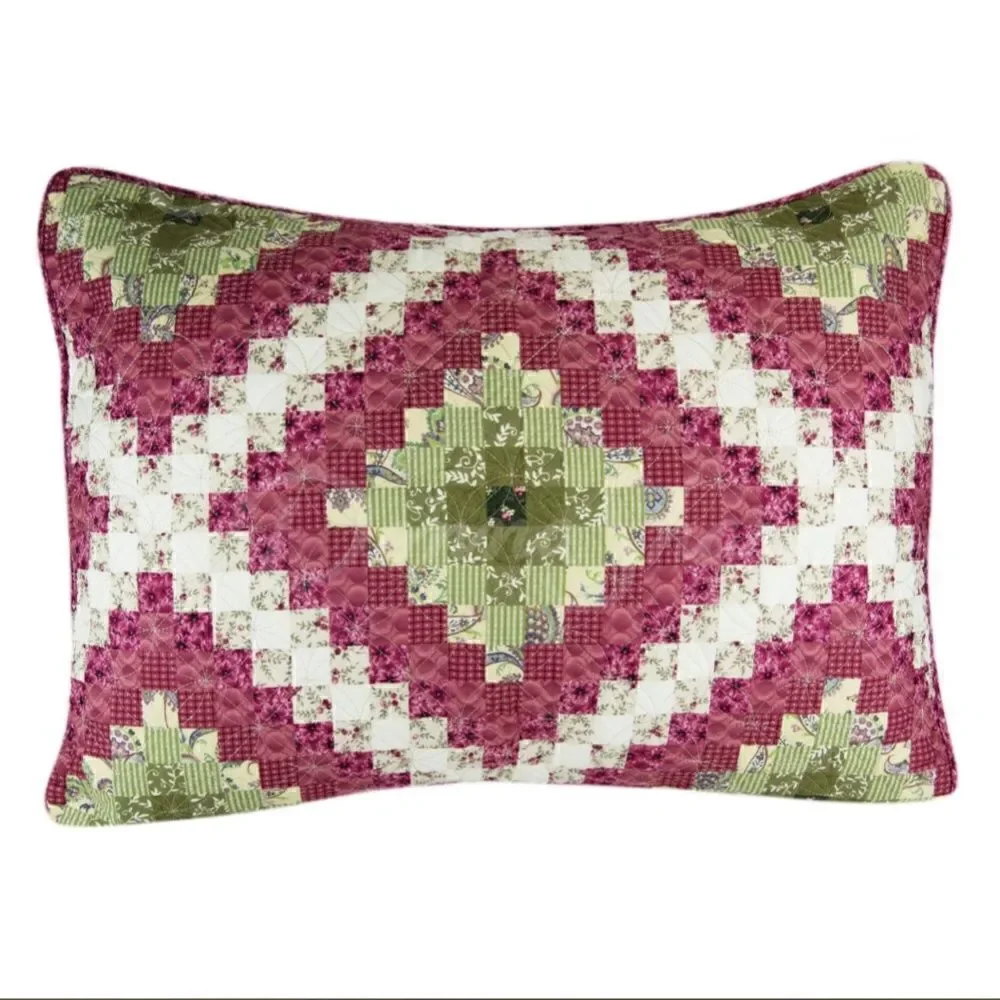 NEW! Sweet Melon KING Size Printed Quilt Set Diamond Farmhouse Country